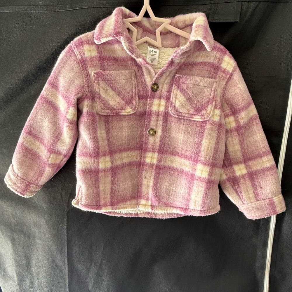 Carter's Pink and Cream Plaid Kids Puffer Jacket